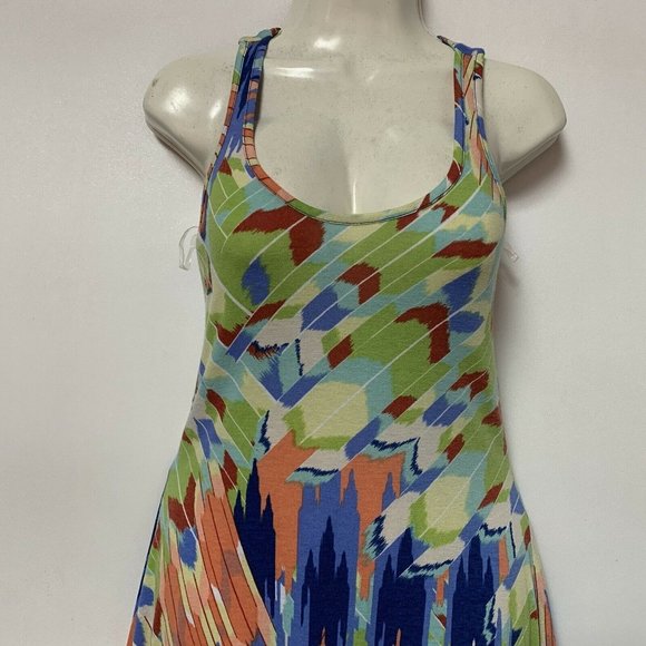 American Rag Dress Hi Low Halter Strappy Back Sleeveless Multicolor Blue Green - Picture 3 of 7